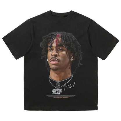 Oversized Men T Shirts US Street Basketball Printed Short Sleeve Hip-Hop Y2K Tees Commute Casual O-neck Tops Cool Boy T-shirts