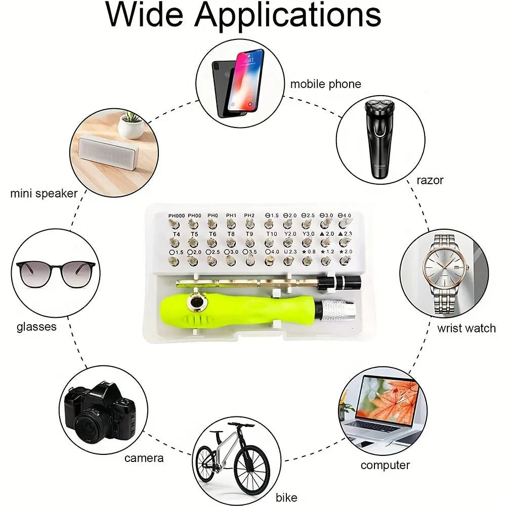 Screwdriver Set 33 in 1 Phillips Torx Hexagonal Precision Screw Driver Bit Manual Repair Tool for iPhone PC Camera Watch Glasses