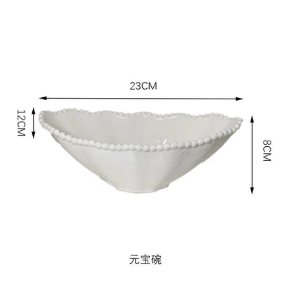 Ceramic Pearl Plates & Bowls Set - Practical Breakfast Tableware, Perfect for Modern Home Dining & Daily Use