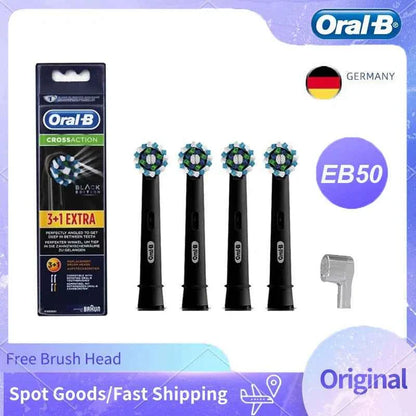 Oral-B EB50 Cross Action Teeth Clean Round Head Replacement Brush Heads for Adult Rotation Type Tooth Brush Black 4PC/Pack