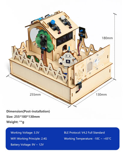 ACEBOTT Smart Home STEM STEAM Starter Kit Wooden House IoT Wifi Blockly Programming for ESP32 Arduino
