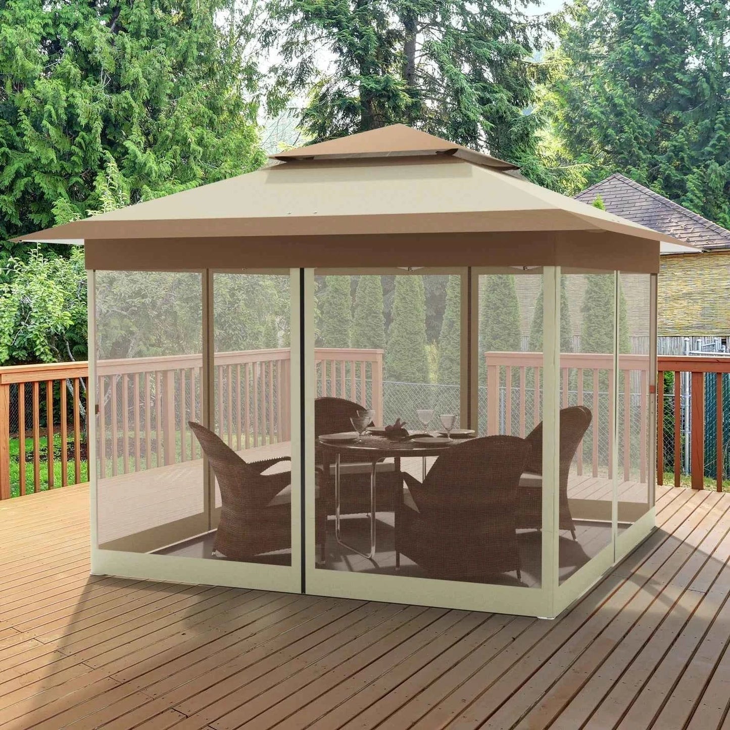 3.3x3.3m Pop-Up Folding Gazebo - Waterproof Garden Tent with Mosquito Netting
