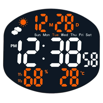 Large Digital Wall Clock Weather Station Forecast TEMP Humidity Date Week Night Mode Table Clock 2 Alarm 12/24H LED Alarm Clock