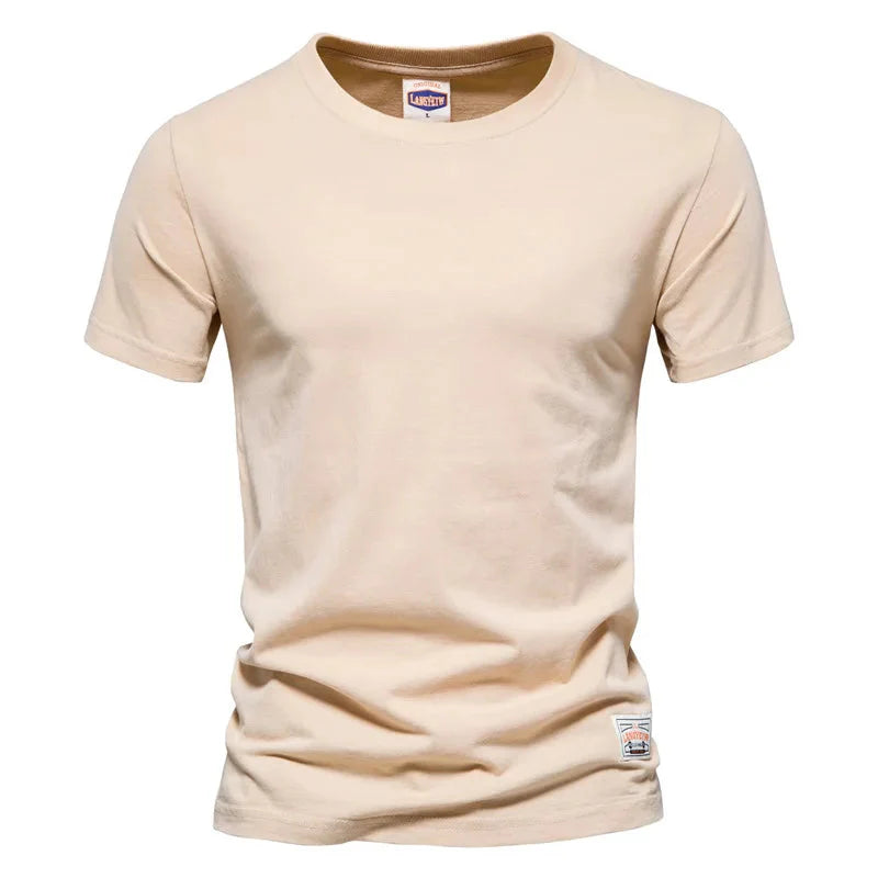 Mens Summer 100% Cotton T-Shirts Wihte Fashion Casual Short Sleeve O-Neck T Shirt for Men Quality Tops Tees Basic Clothing Black