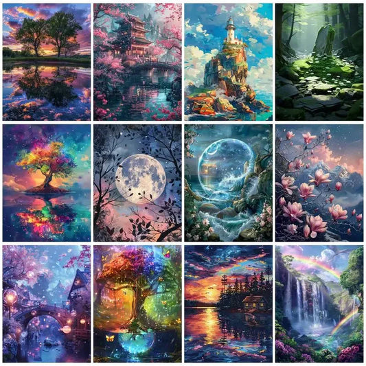 DIY Paint by Numbers Kit for Adults - Natural Scenery & Botanical Canvas Art
