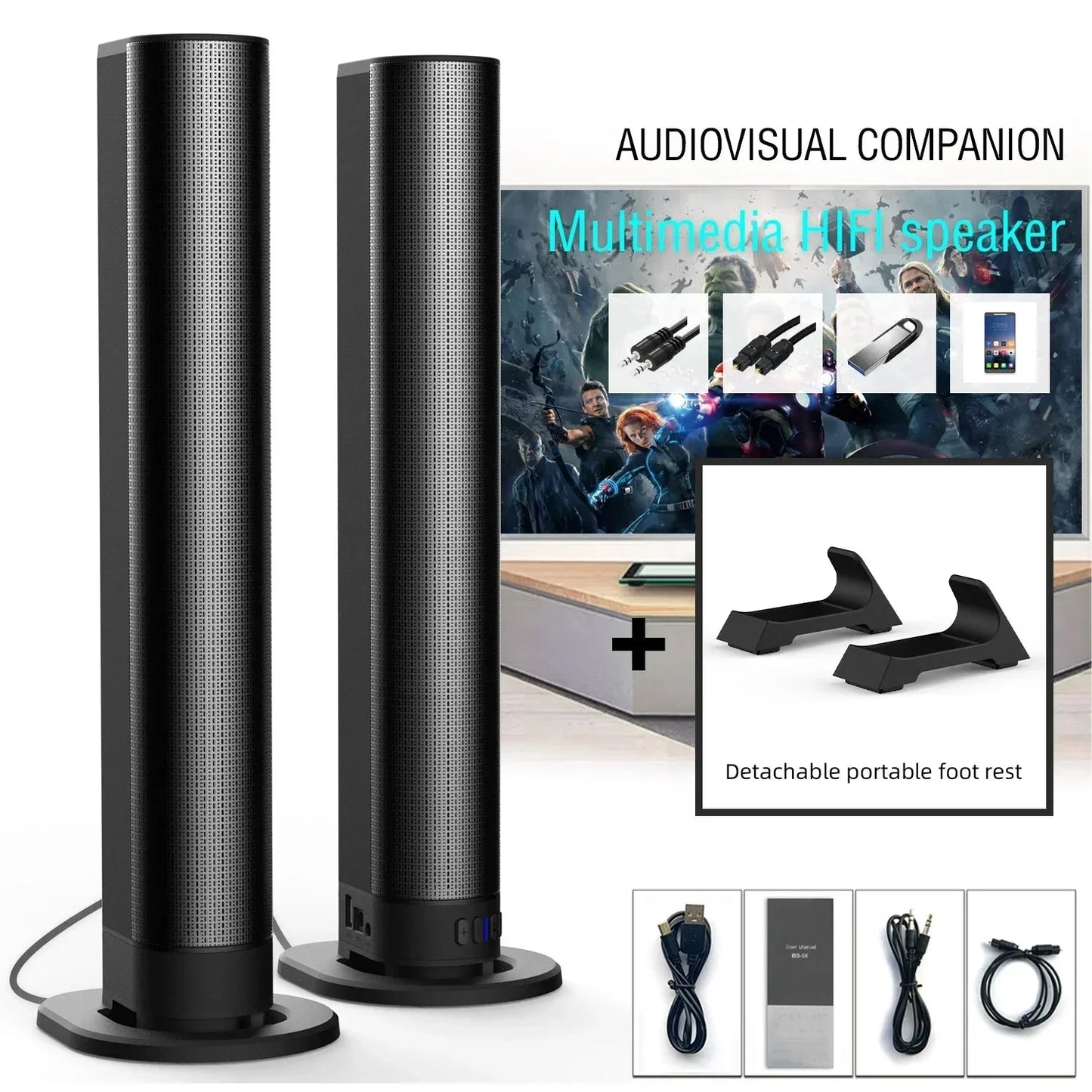 Powerful 120W Soundbar Sound Radio Blaster Bar Audio TV PC Subwoofer 360 Stereo Surround Wireless Home Theater Bluetooth Speaker