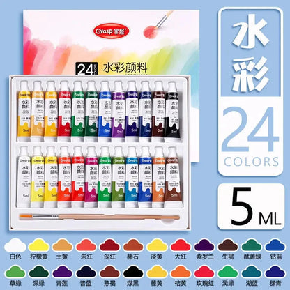 Watercolor Paint Set Art Painting Tools for Students Painting Beginners 12 Colors Washable 24 Colors