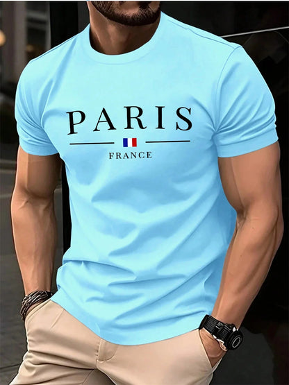 French Paris Print Men Women Pure Cotton T-shirt Popular Casual Fashion Trend Street Loose Sport Short-sleeve Adult Top Clothing