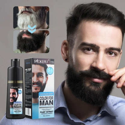 Natural Permanent Beard Dye Shampoo Repair White Grey Hair Removal Instant Mustache Dying Blacking Fast Beard Coloring for Men