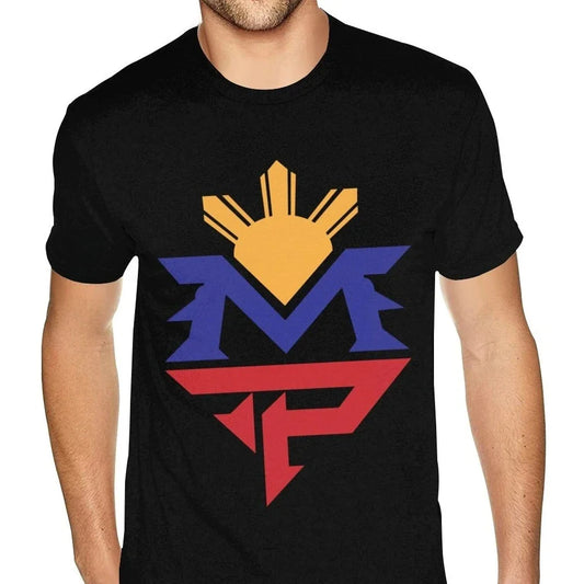 Men Trendy Shirts Funny Mens T Shirts Cotton Tops & Tees Summer Boxer Manny Pacquiao MP Boxing Photo Tee Shirt graphic t shirts