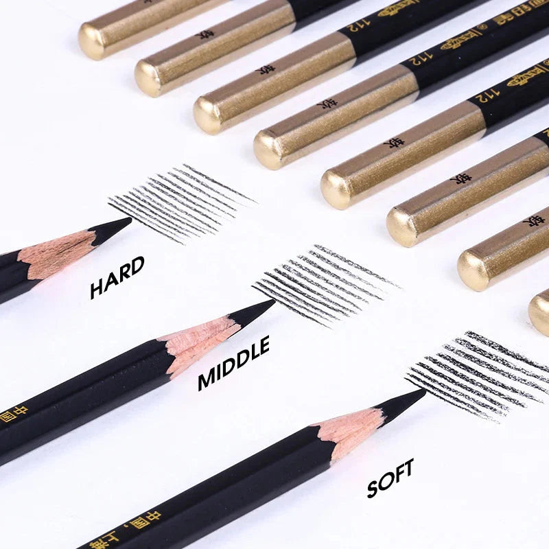 Specialized Sketch Charcoal pencils,Hard,Neutral,Soft Refills,Drawing Pencils,Art Student,Master Fine Arts Supplies 12pcs Box