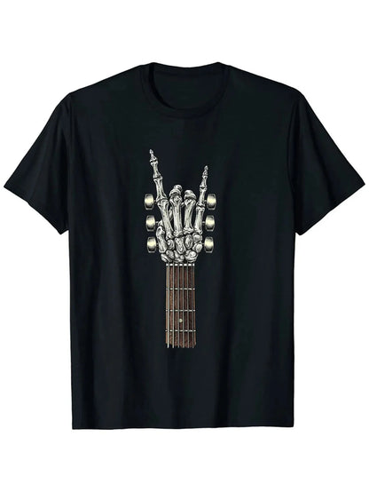 Men's T-shirts, Rock Guitar Printed T-shirts, and Casual Short-sleeved Tops for Summer, Spring and Autumn As Gifts