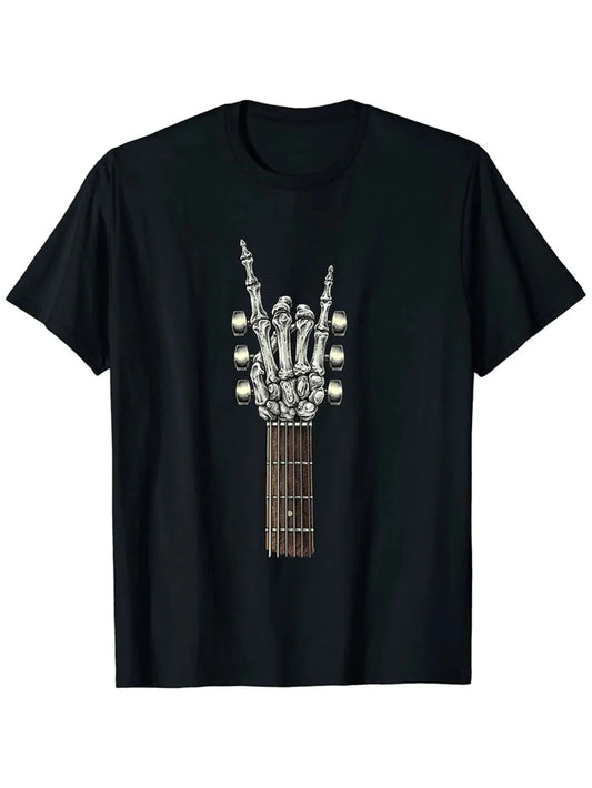 Men's T-shirts, Rock Guitar Printed T-shirts, and Casual Short-sleeved Tops for Summer, Spring and Autumn As Gifts