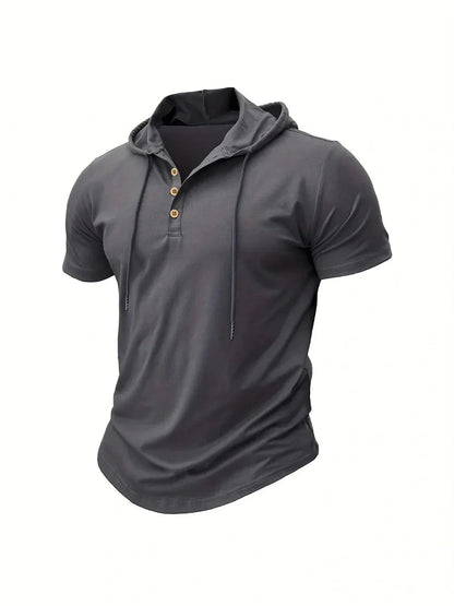 Men T Shirts  Summer Slim Fitness Hooded Short-Sleeved Bodybuilding Quick Dry Tshirt Male Gym Clothes Breathable Sports Tops