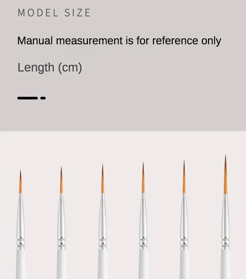 Artist Paint Brush 6 Pcs Set Thin Pen Extra Long Fine Point Liner Tip #000#00#0#1#2#3, Scale Models Nail Acrylic Oil Watercolor