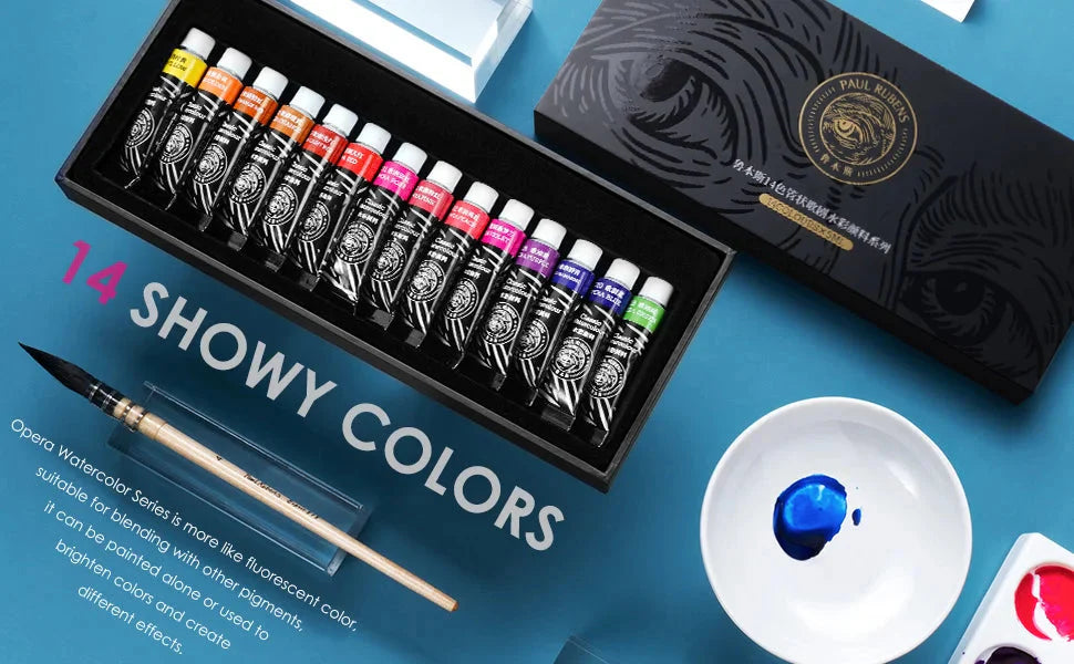 Paul Rubens Professional Watercolors Paint 14 Colors X 5ml Tube High Color Non-toxic Watercolor Set Art and Drawing Supplies