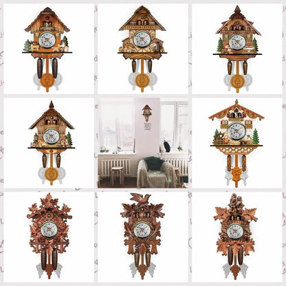 Forest Tower Wood Pendulum Vintage Clocks Vintage Silent Wood Wall Clock Wooden 3D Chiming 3D Chiming Clock Housewarming Gift