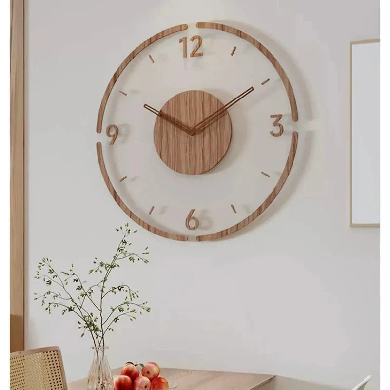 Hot Wall Clock Living Room Decoration Solid Wood Creative Silent Nordic Simple Quartz Clock Luxury Wall Watch Decor Fashion