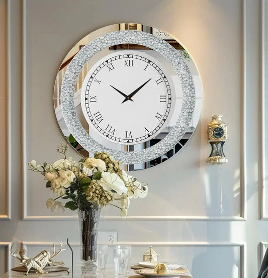 Sparkle & Twinkle Shining Mirrored Luxurious Home Modern Wall Clock 23" or 31"
