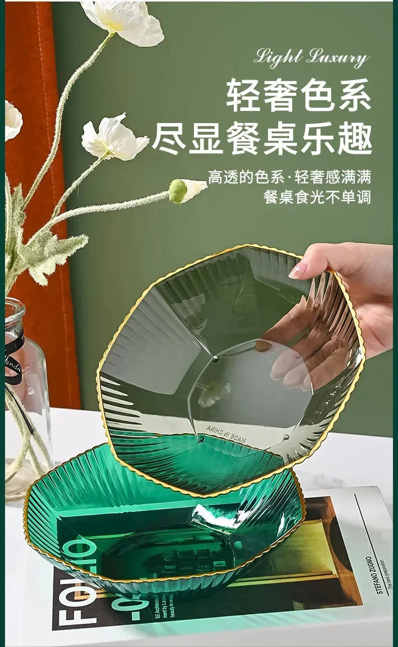 1PCS Table Plates for Serving Plates Dinnerware PET Partitioned Dish Snack Candy Cake Stand Bowl Food Fruit Plates Set Tableware