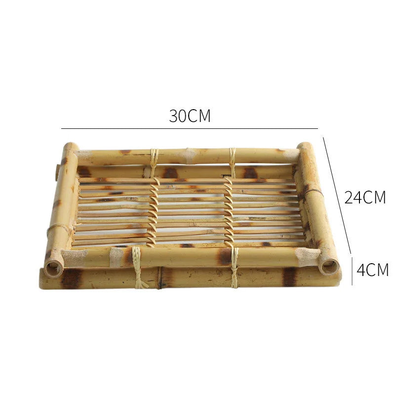 Bamboo Woven Trays Thai & Japanese Restaurant Serving Plates for Snacks, Desserts, Fried Food Eco-Friendly Service Set