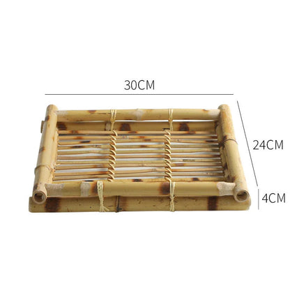 Bamboo Woven Trays Thai & Japanese Restaurant Serving Plates for Snacks, Desserts, Fried Food Eco-Friendly Service Set
