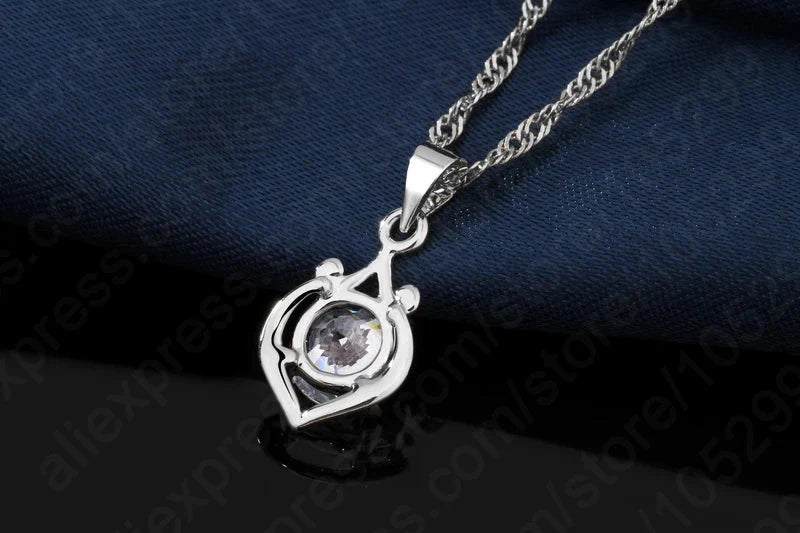 Charming Luxury Elegant Rhinestone Pendant Jewelry Set Include 925 Sterling Silver Necklace/Earring Sets