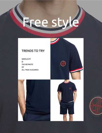 Mens T Shirts Cotton Mens Casual Short Sleeve Solid Stripe O Neck Soft T-Shirts Basic 2025 Men's Loose Fit Tee Shirt Tops