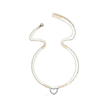 Elegant Rhinestone Heart Shaped Design Pendant Necklace for Women, Stainless Steel Jewelry for Gift, Fashionable Accessories for