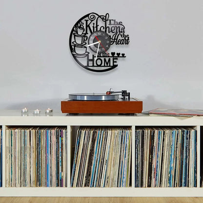 The Kitchen The Heart Of The Home Inspired Vinyl Record Clock Modern Design Vinyl Wall Watch Kitchen Decor Noiseless Timepieces