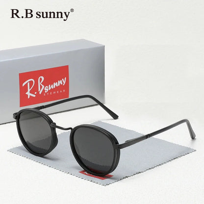 Round Frame Sunglasses For Men Polarized Anti-glare UV400 Women Driving Summer Travel Glasses Vintage