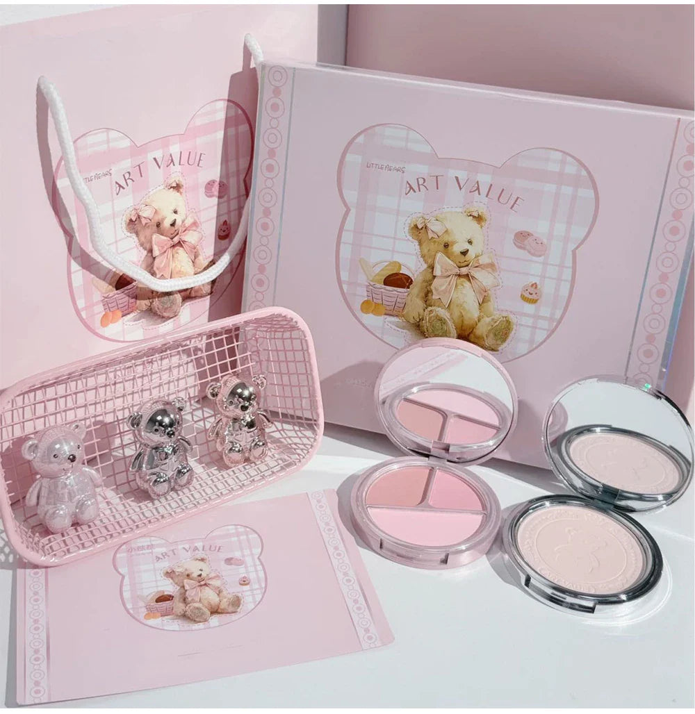 ART VALUE 7PC Makeup Sets Include 3 Colors Matte Lip Mud,1 Pressed Powder,1 Blush,1 Eyes Palette,1 Necklace Beauty Makeup Sets