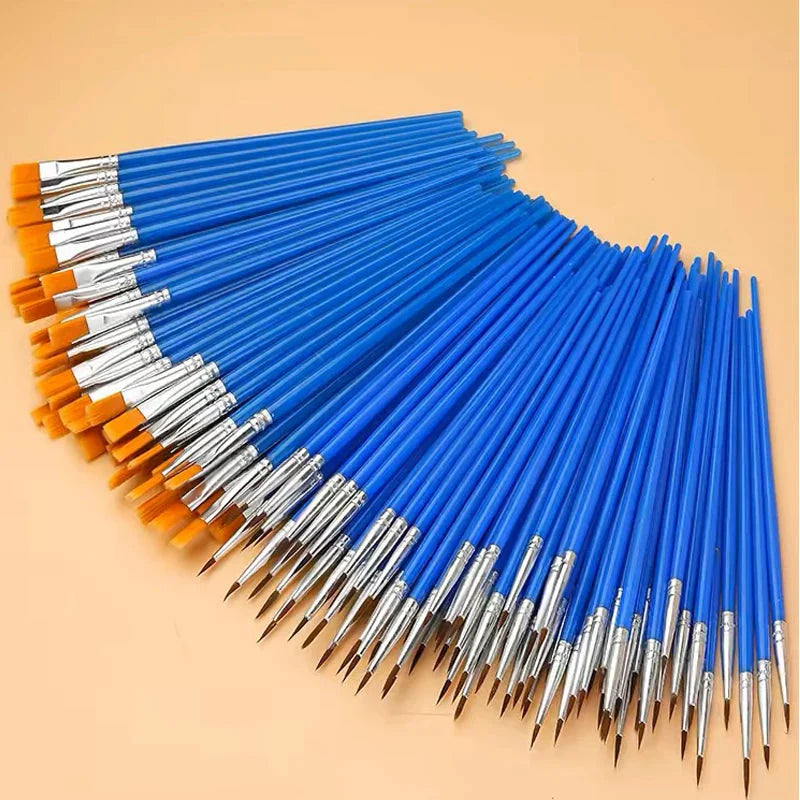 10/20/50Pcs Painting Brushes Set Art Round / Flat Brushs Nylon Hair Paint Brushes Pen for Oil Acrylic Watercolor Art Supplies