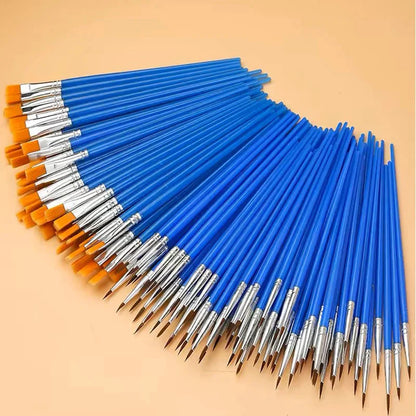 10/20/50Pcs Painting Brushes Set Art Round / Flat Brushs Nylon Hair Paint Brushes Pen for Oil Acrylic Watercolor Art Supplies