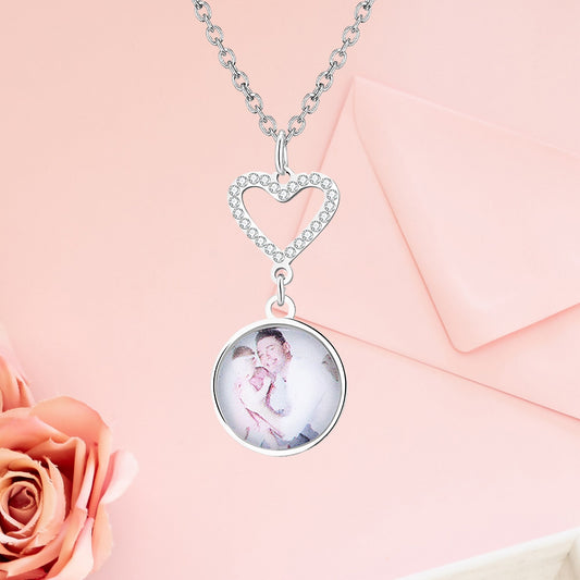 Customizable Photo Romantic Simple Small Heart-shaped Necklaces Exquisite  Silver Color Clavicle Chain Women's Wedding Jewelry