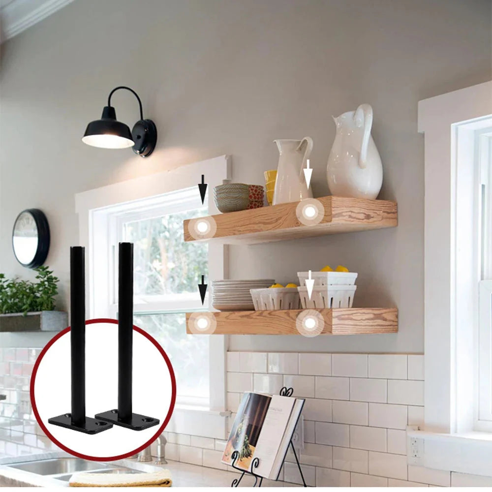 T Shape Concealed Shelf Brackets Floating  Wall Shelf Supports Screw Mounting Plate Multi sizes Metal Brackets