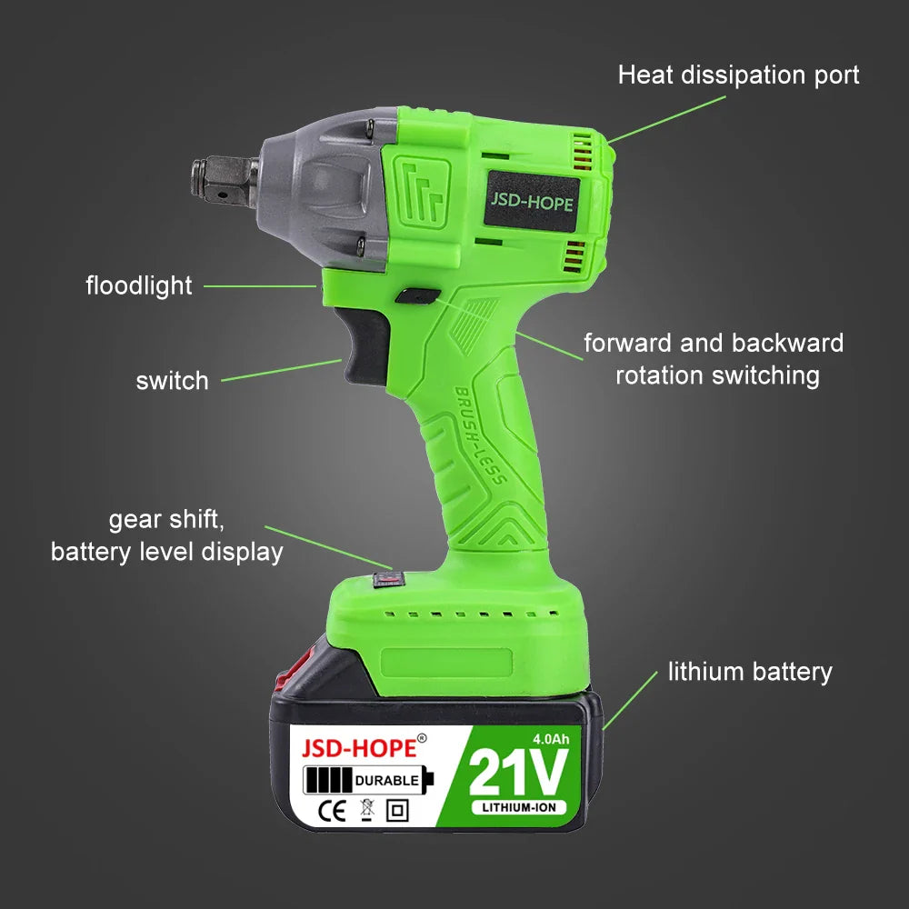 Brushless electric wrench High torque lithium charging wrench impact auto repair frame worker sleeve wind cannon