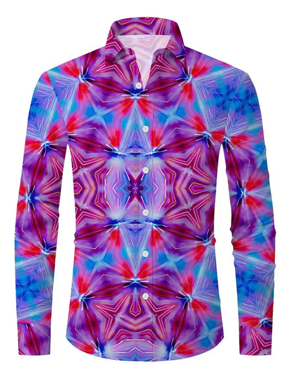 Luxury Floral Leopard Print Button-Down Shirt - Long Sleeve Paisley Business Casual Top