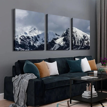 3 Panel Canvas Wall Art - Snow Mountain HD Modern Home decor, living room home decor,1.5 inch chunky wood frame