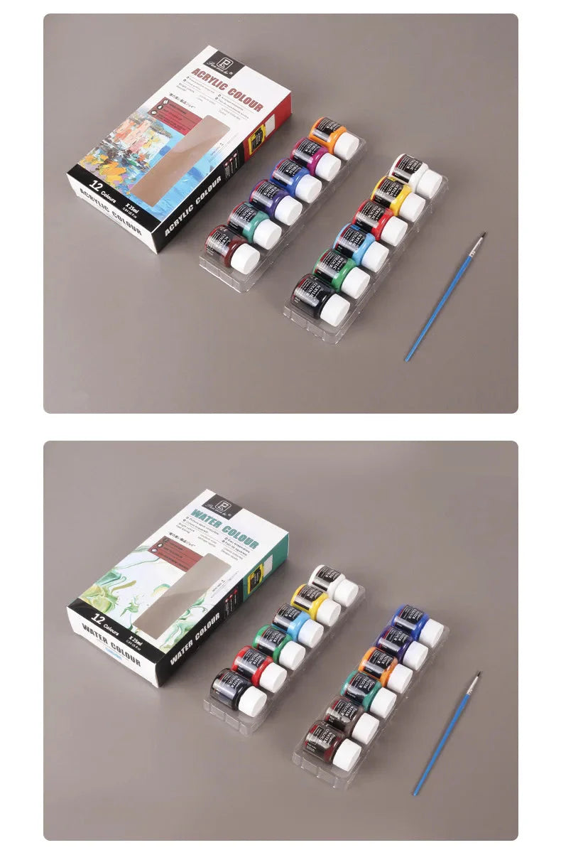 Acrylic Paint Set 6/12 Colors 25ml,Water-Proof Portable Art Rich Pigments for DlY Craft,Drawing,Painting,Canvas, Rock