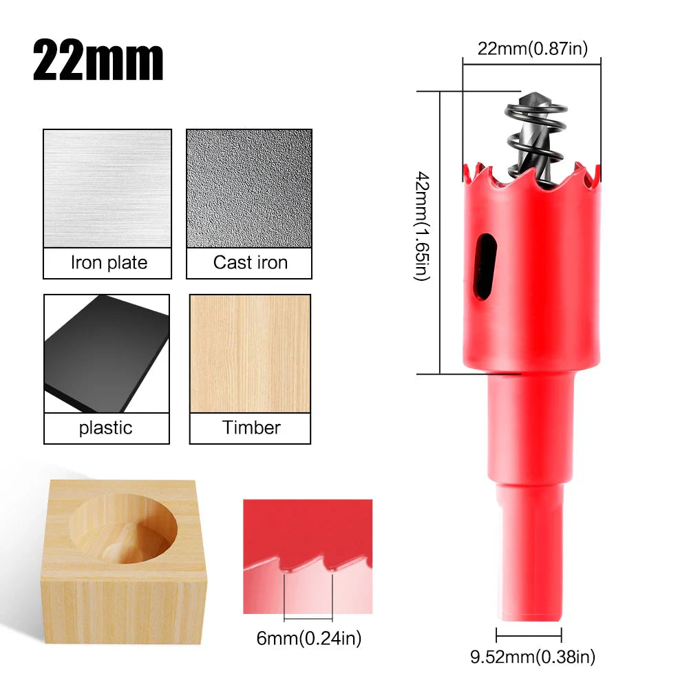 1pc 15-200mm M42 Bi-Metal Hole Saw HSS Drill Bit for Metal Iron Aluminum Stainless Plastic DIY Wood Cutter Tools