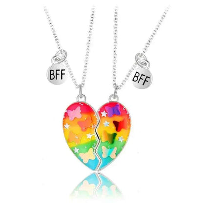 Cute 2 Pcs BFF Necklace Heart Pendant Best Friend Necklace Fashion Couple Chain Necklace Children Friendship Jewelry
