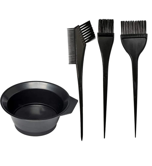 4Pcs Home Salon Hair Dyeing Brush Set Hair Dyeing Cream Bowl Coloring Brush Comb Kits Hair Tint Applicator Barber Styling Tool