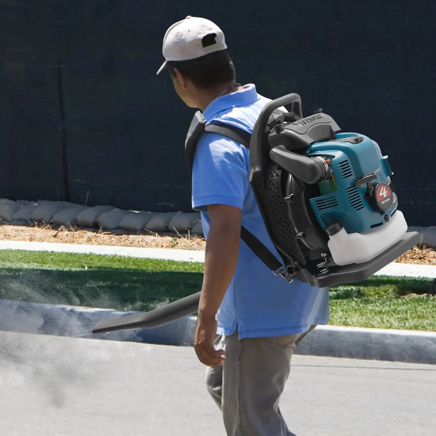 75.6CC  Backpack Leaf Blower, 4 Stroke Gas Powered Leaf Blower, with 498ft ³/s Powerful Blowing, 1.9L Large Fuel Tank