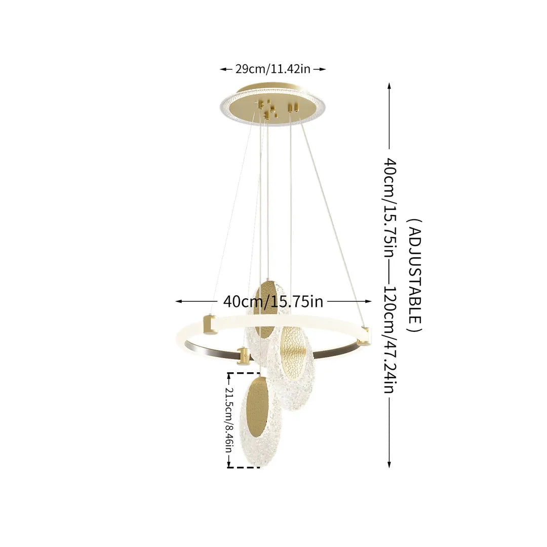 LUVODI 3-Layers LED Ceiling Lighting Fixture Art Decor Acrylic Water-drop Chandelier Pendant Lamp with 3 Color Lights