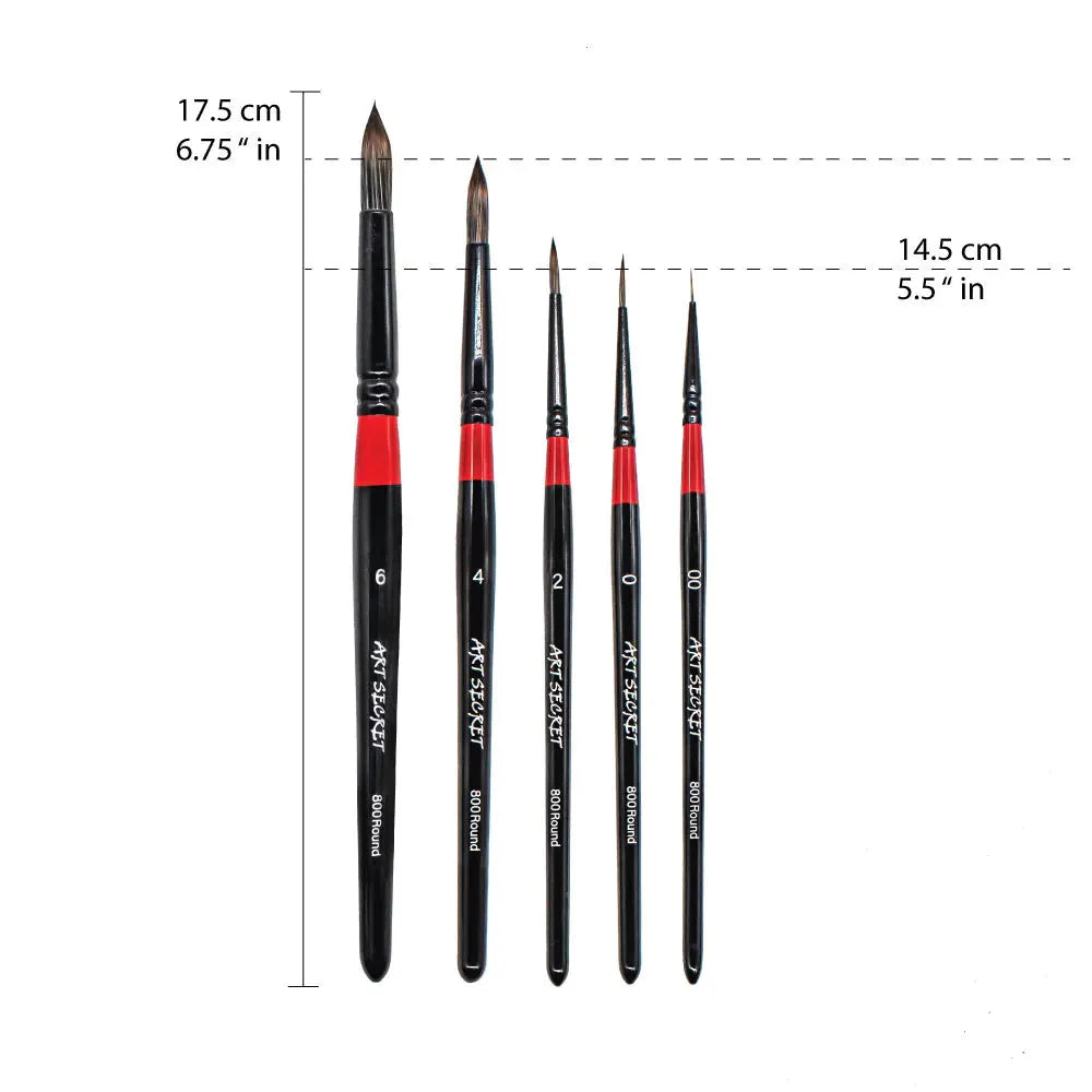 Artsecret Round Drawing Brush Set Professional Synthetic Hair Oil Watercolor Acrylic Paint Brushes Painting Art Supplies 800R