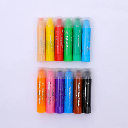 8/12 Colors Crafts Paint Sticks Color Solid Painting Stick Washable Paint Sticks Drawing Graffiti Art for Kids and Students