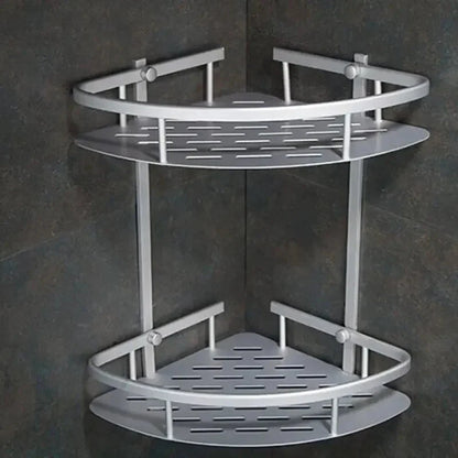 Bathroom Shelf Screws Fixed Durable Aluminum 2 Tiers Shower Shelf Kitchen Storage Holder Shampoo Soap Cosmetic Organizer Shelf