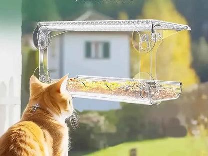 Window Bird Feeder for Outdoors, Clear Bird Feeders Window Mounted with Strong Suction Cups, Transparent Bird House Outside Wild