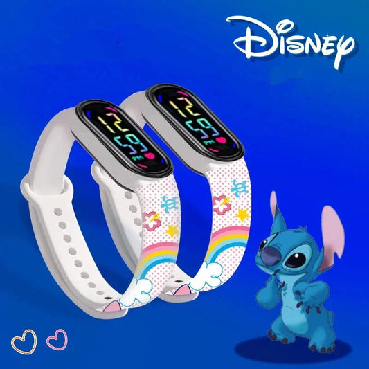 Disney Stitch Digital Kids' Watches Anime Figures LED Luminous Watch Touch Waterproof Electronic Sports Watch Kids Birthday Gift